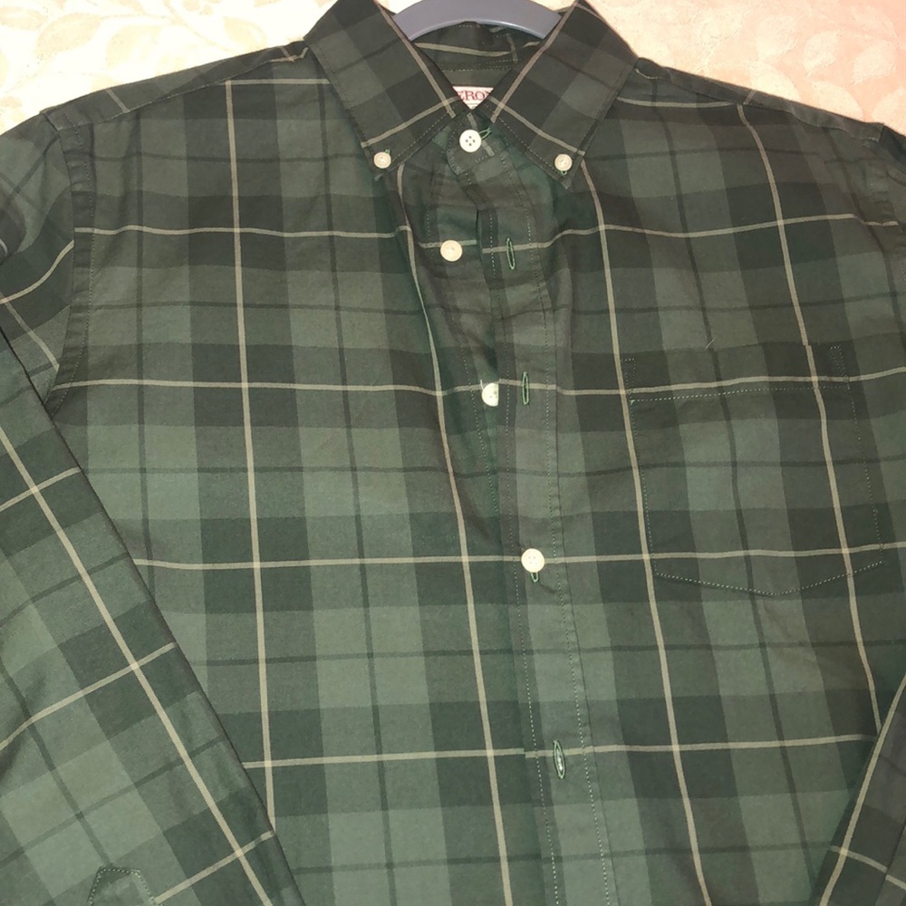 NWOT Merona Green checkered button down shirt